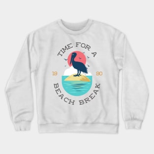 Summer Beach Coastal Ocean Nautical Pelican Crewneck Sweatshirt